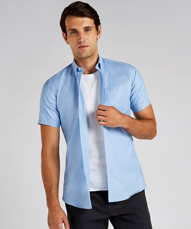 Kustom Kit Slim Fit Short Sleeve Oxford Shirt
