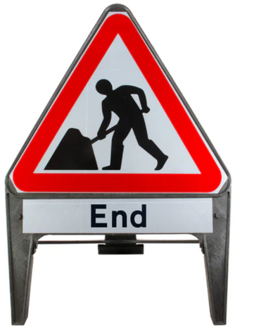 Q-Sign Men At Work C/W End Supp Plate 750mm