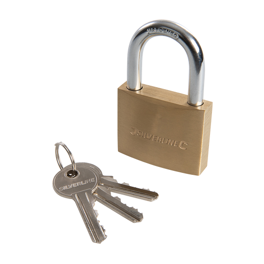 Silverline Brass Padlock C/W 3 Keys